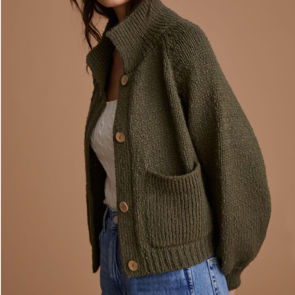 Anthropologie Sweaters - Pilcro Utility Sweater Jacket in Dark Green Size Small
